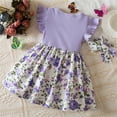 thumbnail image 4 of Spazoro Toddler Girls Dresses, New Style Round Neck Butterfly Print Short Sleeve Princess Dress for Child Girls Purple Size 2 T, 4 of 4