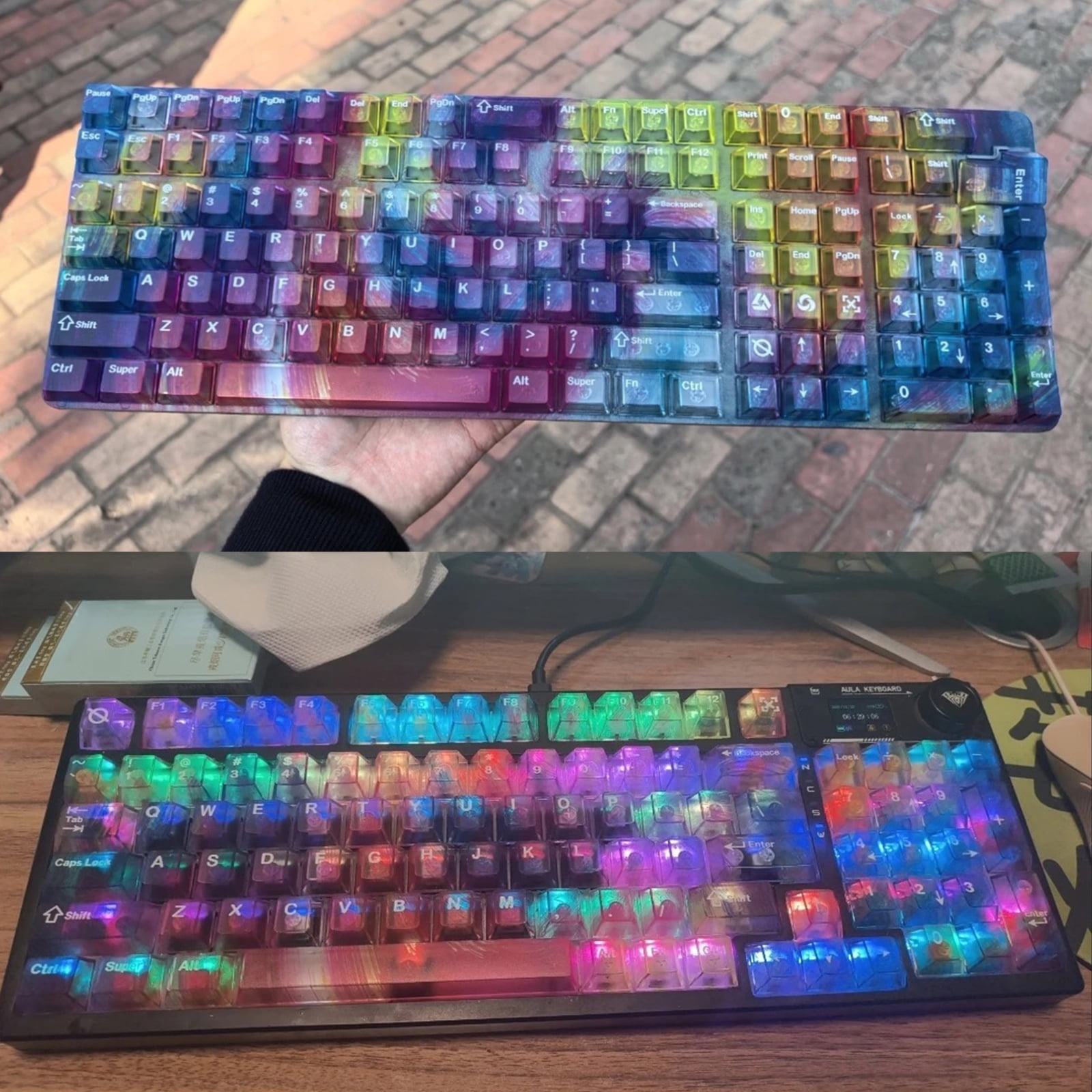 132 Gradient Rainbow Colored Keycaps Shining Through Design Ergonomic Typing Experience For Gaming Keyboards