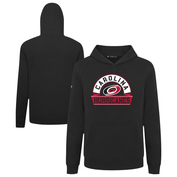 Youth Levelwear Black Carolina Hurricanes Podium Banner Arch Pullover Hoodie