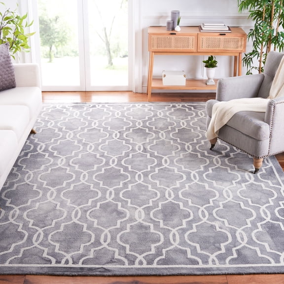 Safavieh Dip Dye Leighton Geometric Wool Area Rug, Gray/Ivory, 9' x 12'