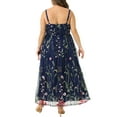 thumbnail image 3 of Agnes Orinda Women's Plus Size Floral Dresses U Neck Sleeveless Embroidered Mesh Double Layer Wedding Maxi Cami Dress with Pockets 2X Dark Blue, 3 of 6