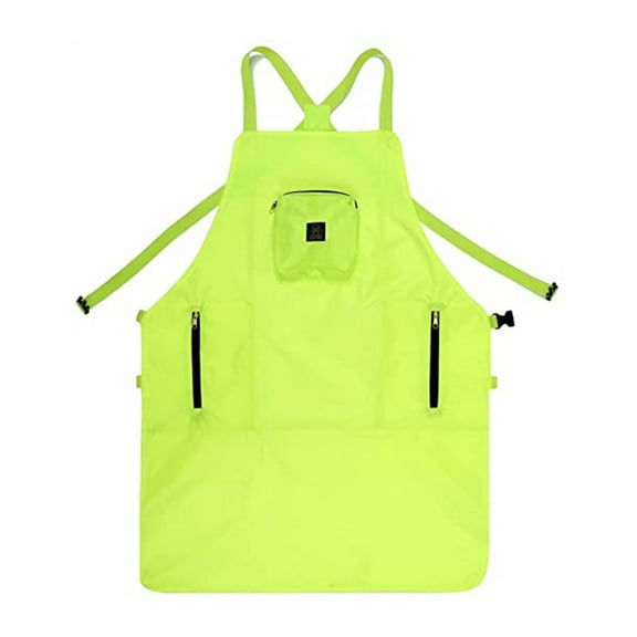 Fluorescent green Oxford Cloth Apron Zipper Pocket Storage Workwear Multi functional Waterproof Apron