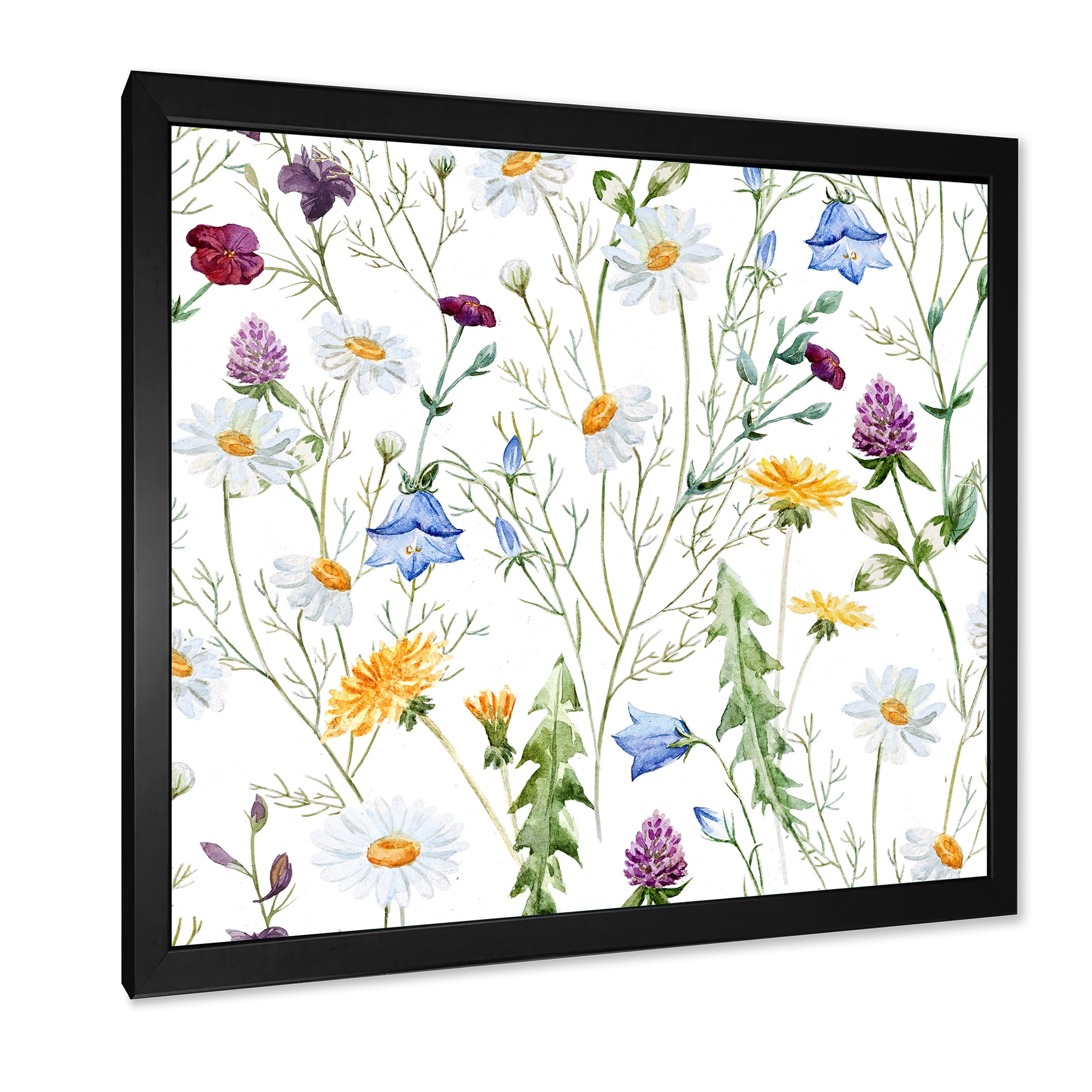 Designart 'Wildflowers Clover Bell and Chamomile III' Traditional Framed Art Print