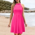 thumbnail image 2 of Duoif Womens Summer Dresses, Women's Summer A Line Sleeveless Boat Neck Dress Club Little Short Dresses Womens Dresses Hot Pink L, 2 of 5