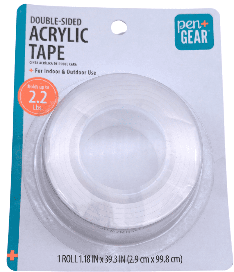 (3 pack) Pen + Gear Double-Sided Acrylic Tape, 1.18 in x 39.3 in, Clear