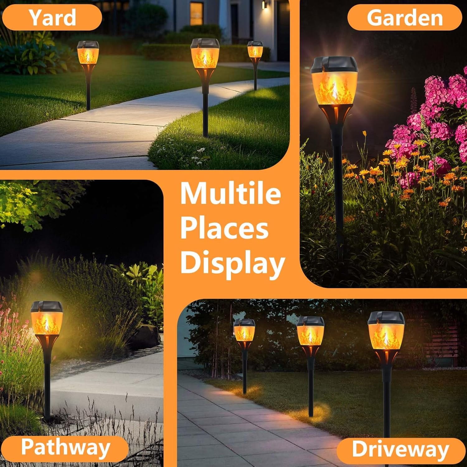 Magicorange 8 Pack Upgrade Solar Torch Lights with Flickering Flame, Waterproof Outdoor Solar Lights for Christmas, Garden, Landscape, Path, Yard, Patio
