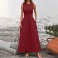 thumbnail image 5 of XuJwPNcy Dresses for Women Sleeveless Tie Front Aline Dress Round Neck Thin Maxi Dresses Ladies Summer Comfortable Clothes, 5 of 7