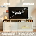 thumbnail image 6 of JanflyHome Litter Box Furniture for 2 Cats, 63" Cat Litter Box Enclosure TV Stand Cabinet with Power Outlet, Storage and Sliding Bottom Easy Clean, White, 6 of 13