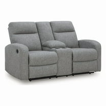 Signature Design by Ashley Carrigan Lane Gray Reclining Loveseat with Console