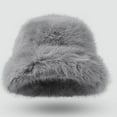 thumbnail image 5 of Chuancc Unisex Fuzzy Bucket Hat - Winter Warm Sherpa Fisherman Cap Packable for Travel & Outdoor Gray A, 5 of 5