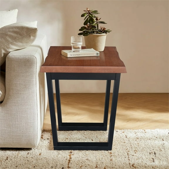 International Concepts Live Edge Solid Wood End Table - Bourbon Oak/Black