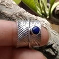 thumbnail image 3 of Lapis Lazuli Silver Spinner Ring, 925 Sterling Silver Lapis Round Stone Spin Ring, Silver Designer Hand Carved Spinner Ring Gift For Her, 3 of 9