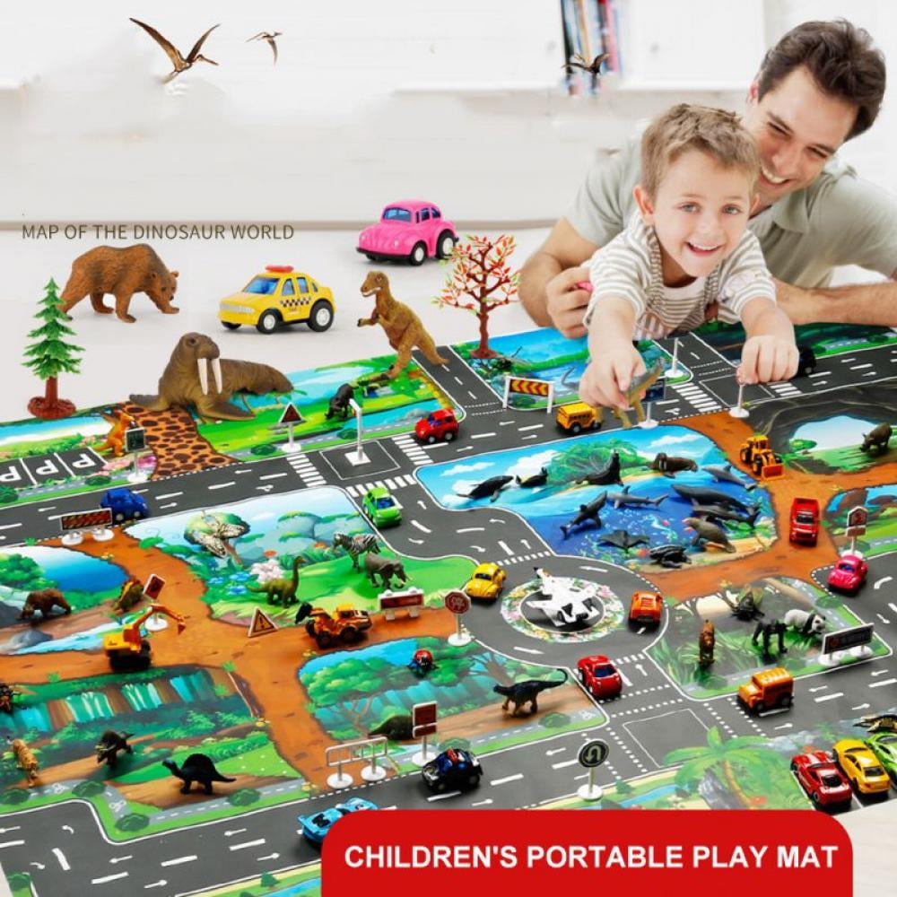 8 Toy Cars 18 Traffic Signs 1 Crawling Mat Learn Road Traffic In Bedroom,51.18 X39.37 Kids Carpet Playmat Rug City Life For Playing With Car Toy,Children Educational Road Traffic Game Area 