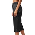 thumbnail image 4 of Hxshgdsn Womens Satin Cropped Wide Leg Pants Elastic Waist Casual Capri Trousers for Summer Home Relax Daily Casual Outings（Black/2XL）, 4 of 6
