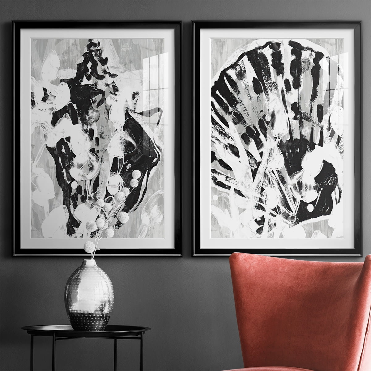 Wexford Home Ocean Inkblot I Premium Framed Print, 26.5" x 36.5" - Ready to Hang, Black (Set of 2)