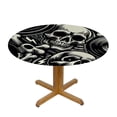 thumbnail image 3 of PIKWEEK  Fitted Round Tablecloth with Elastic Edge Wipe Clean Gothic White Skulls Black Table Cloth for Outdoor/Indoor Use,Fits Round Tables, 3 of 7