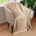thumbnail image 3 of Superior Diamond Weave Cotton Blanket All Season Bed Blankets, Throw, Khaki, 3 of 12