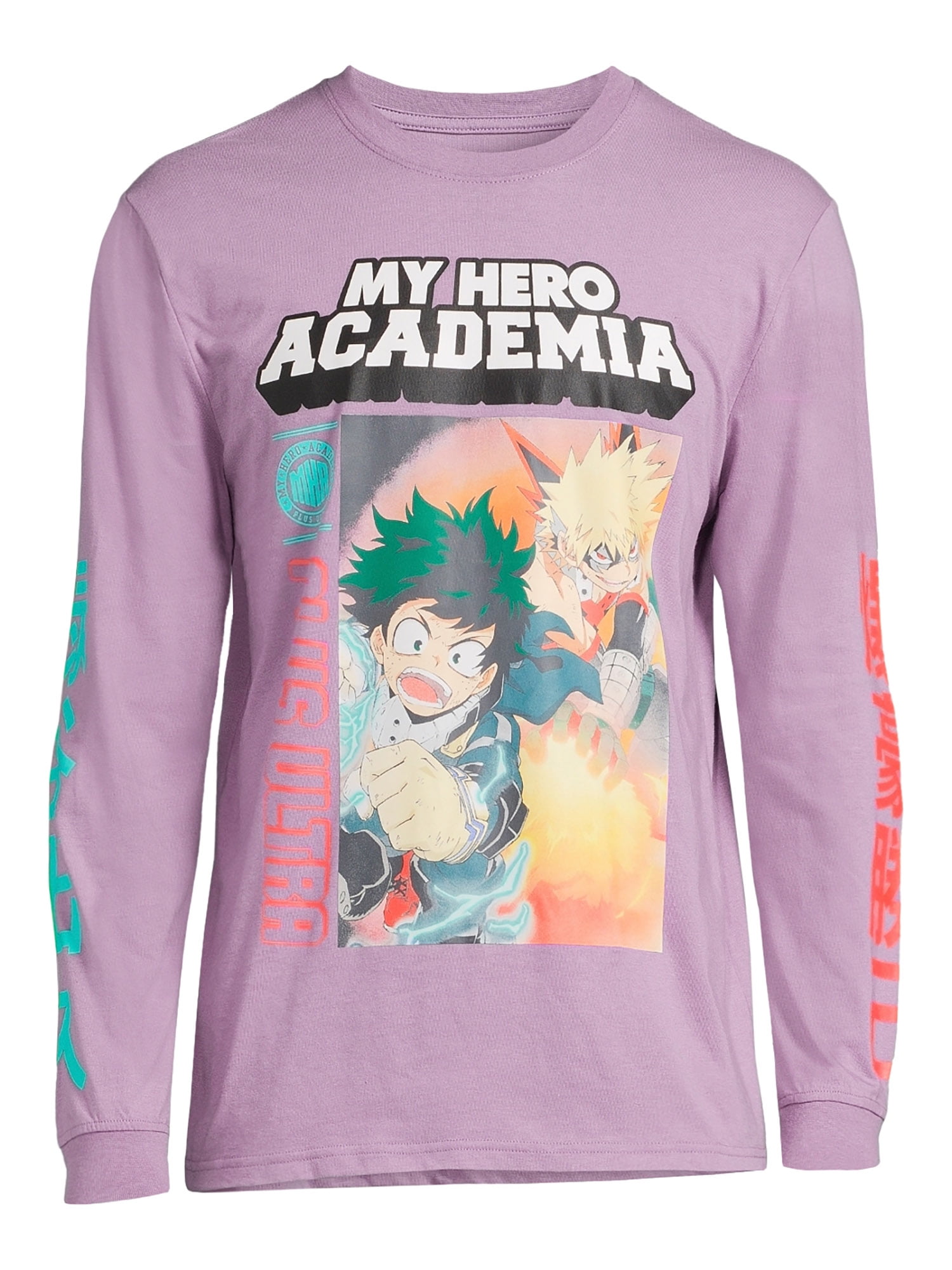 My Hero Academia Men's & Big Men's Long Sleeve Graphic Tee, Anime T-Shirts