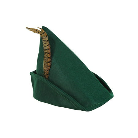 Robin Hood Peter Pan Adult Green Hat Feather Elf Cap Holiday Costume Accessory