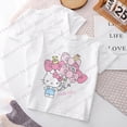 thumbnail image 4 of Camiseta de flores de Hello Kitty para niños, ropa de calle informal Kawaii, Sanrio, Melody Kuromi, Anime Y2k, dibujos animados, 4 of 4