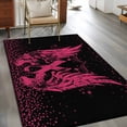 thumbnail image 2 of 3'x5' Rug for Living Room Bedroom, Pink Ribbon Washable Area Rugs Non-Slip Carpet Mats, Wings Romantic Love Heart Flowers Black Indoor Low Pile Area Rug Runner for Kitchen, Mudroom, 2 of 8
