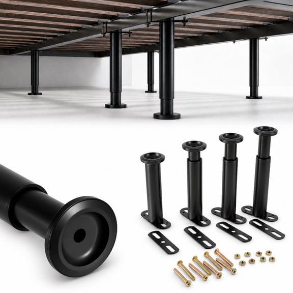 4Pcs Under Bed Metal Support Legs, Adjustable Height 7"-12.6" Bed Frame Support Leg for Heavy Duty Metal/Wood Slats