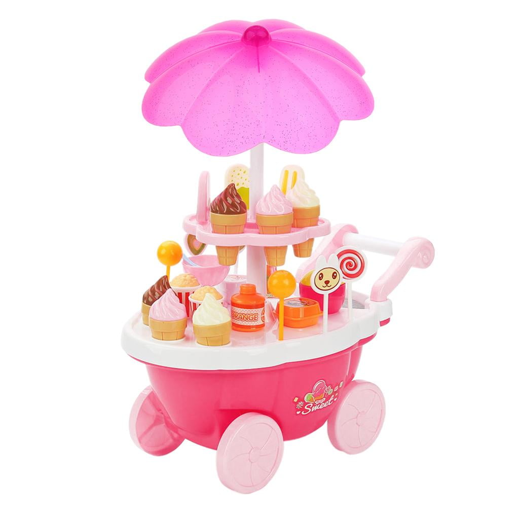 39pcs Kids Role Play Sweet Shop Candy&Ice Cream Car Cart Pretend Toys Yellow 