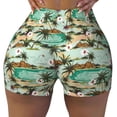 thumbnail image 2 of Haiem Colorful Hawaii Palms No Front Seam Biker Shorts for Women Yoga Workout Gym Bike Shorts with Tummy Control Moisture-Wicking-Medium, 2 of 9
