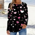 thumbnail image 5 of Lumtrix Womens Valentine Tops Dressy Casual Crew Neck Long Sleeve Shirts Love heart Print Blouse Plus Size T Shirts Loose Fit Fall Clothes 2026 Black M, 5 of 6