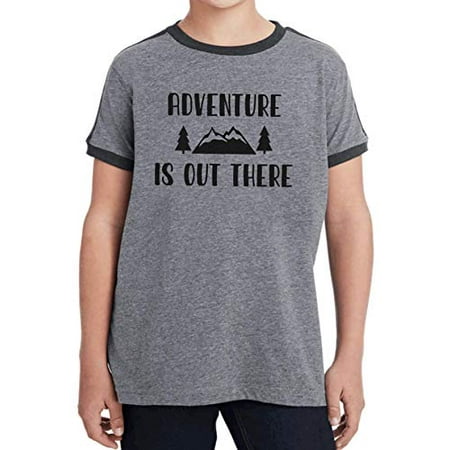 

7 ate 9 Apparel Kids Adventure is Out There Grey Retro Ringer Tee