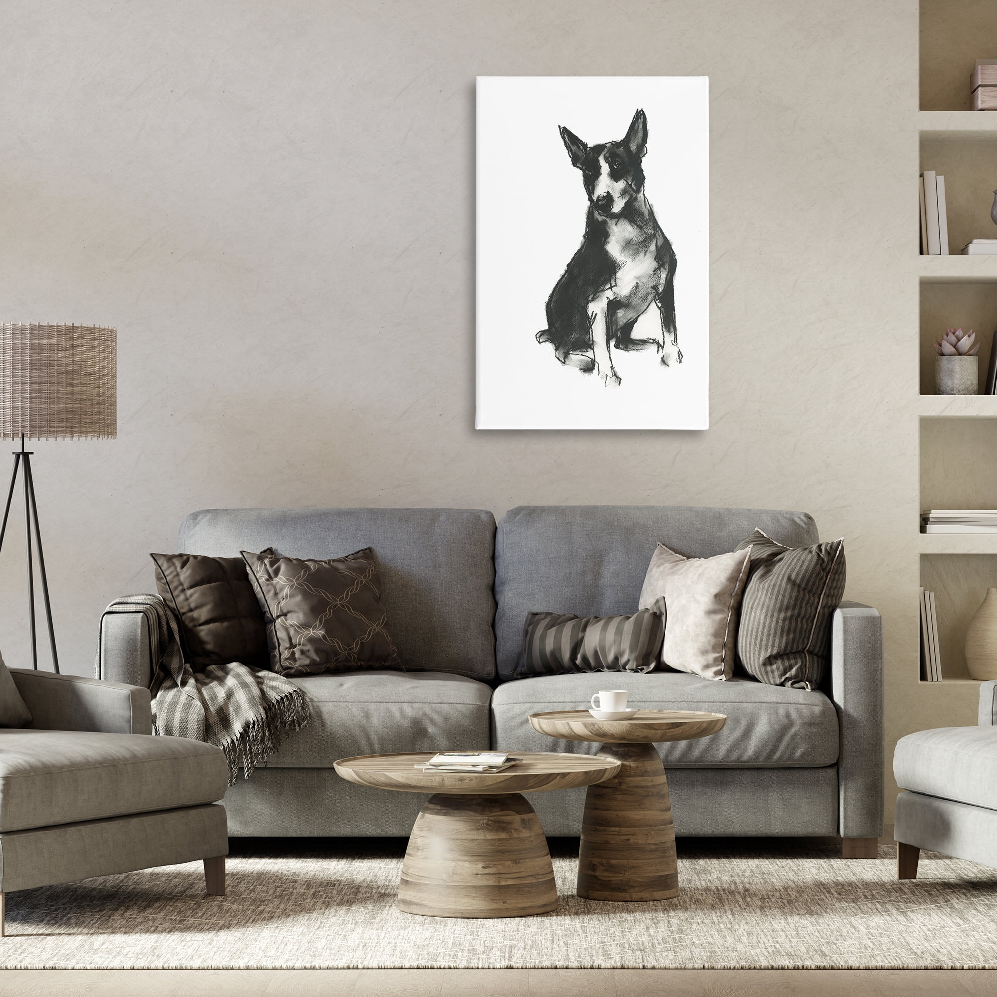 Stupell Industries Charcoal Dog Drawing Animals & Insects Drawing Gallery Wrapped Canvas Art Print Wall Art, 24 x 36