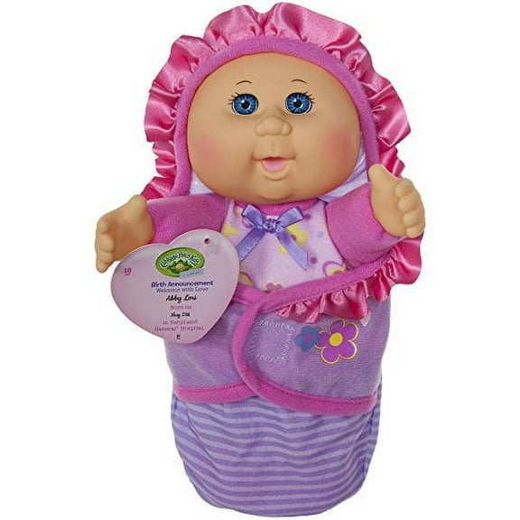 Cabbage Patch Kids official, Newborn Baby Doll girl - comes with swaddle blanket and unique adoption birth announcement