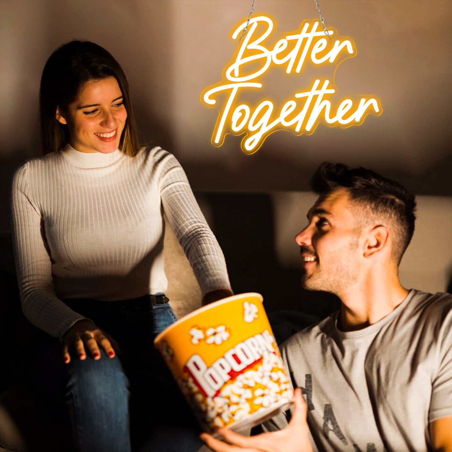 Better Together Neon Sign LED Warm White Dimmable Wall Light USB Powered Acrylic Backboard Hanging Light for Wedding Home Decor