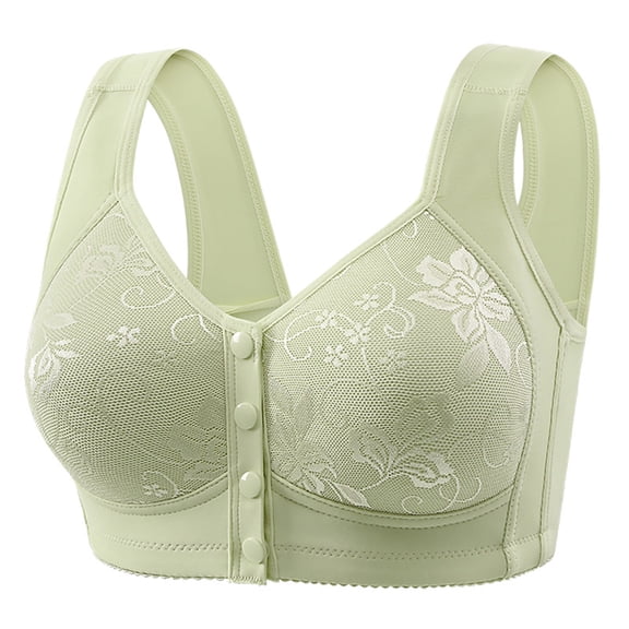 Mlkoz Bras for Older Women Front Closure Push up Bra No Underwire Senior Bra with Snaps Soft Floral Print Breathable Bras