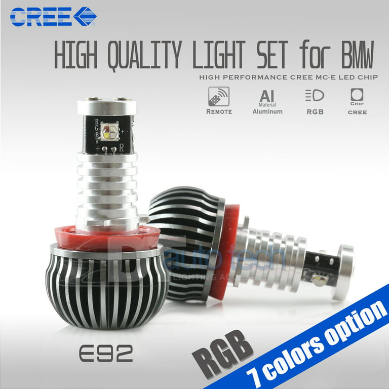 Error Free E92 H8 LED RGB Angel Eye Headlight Sets