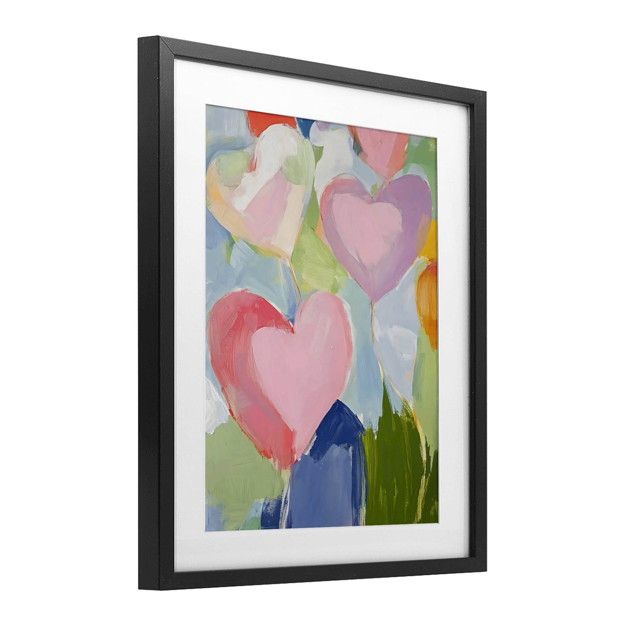 Stupell Industries Pink Hearts Abstraction Black Framed Print Under Glass, design by The Prints Vibe