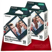 Fujifilm Instax Square Star-Illumination Film - 20 Exposures - Compatible Instax Square SQ6, SQ10 and SQ20 Instant Cameras + FiberTique Cleaning Cloth
