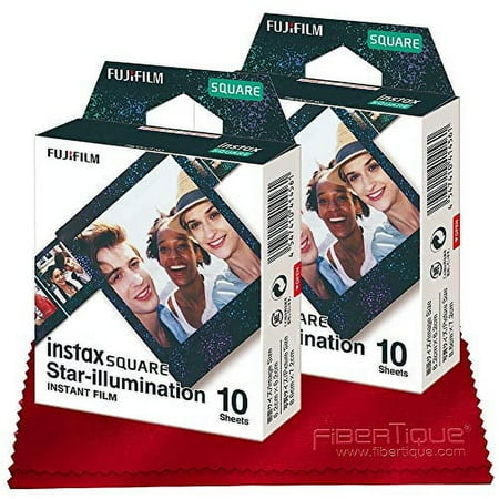 Fujifilm Instax Square Star-Illumination Film - 20 Exposures - Compatible Instax Square SQ6, SQ10 and SQ20 Instant Cameras + FiberTique Cleaning Cloth
