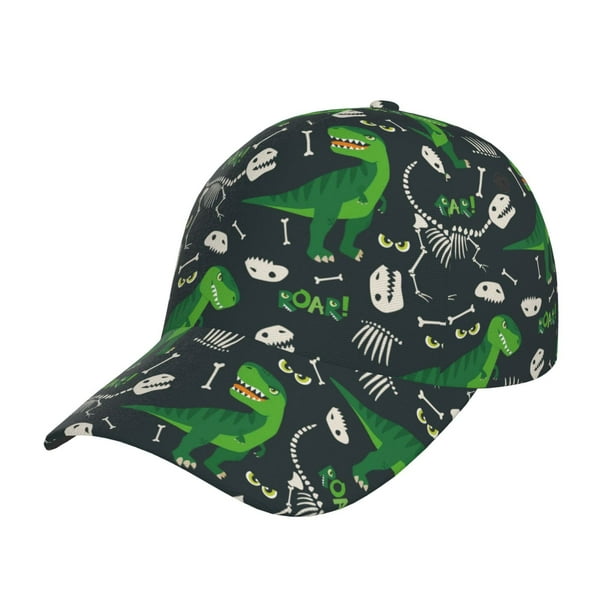 Fotbe Dinosaur and Bone Gorro Clásico de Béisbol, Gorra Ajustable con Broche Snapback, Gorro de Exterior de Algodón Suave