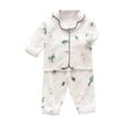 thumbnail image 1 of Odeerbi 1-5 Años Niños Niñas Algodón Pijama Notched Lapel Manga Larga Camisa Pantalones Conjunto Suave Dinosaurio Imprimir Sleepwear Dos Piezas Pijama Conjunto, 1 of 3