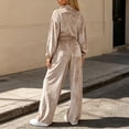 thumbnail image 5 of Women's Zip Up Cropped Jacket 2 Piece Loungewear Soft Velour Top Wide Leg Pants Sets with Pockets Loose Casual Tracksuit Y2K Streetwear Khaki, 5 of 7