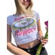 thumbnail image 4 of SAYOO Blusas de cuello redondo para mujer, camisetas de manga corta con estampado floral y letras ajustadas SAYOO  Casual, 4 of 9