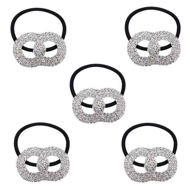 Xiwstar 5 soportes para coletas con cristales y diamantes de imitación, lazos para el pelo, elásticos, bandas para el pelo, lazos para mujeres y niñas, accesorios para el pelo