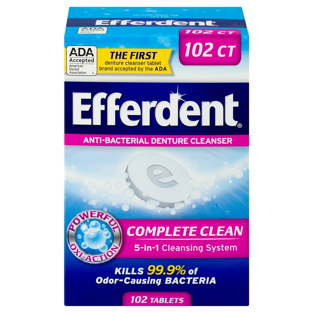 Efferdent AntiBacterial Denture Cleanser, 102 Tablets