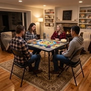 Homy Casa 34 Folding Card Table, Portable Game Table for Parties, Dining and Camping, Black