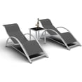 thumbnail image 1 of Chaises de Patio Chaises Longues d'Extérieur Ensemble de 3 - Chaise Longue Inclinable Robuste avec Table d'Appoint en Aluminium, Gris, Résistant aux Intempéries pour Bord de Piscine, Plage (3 Pcs), 1 of 8