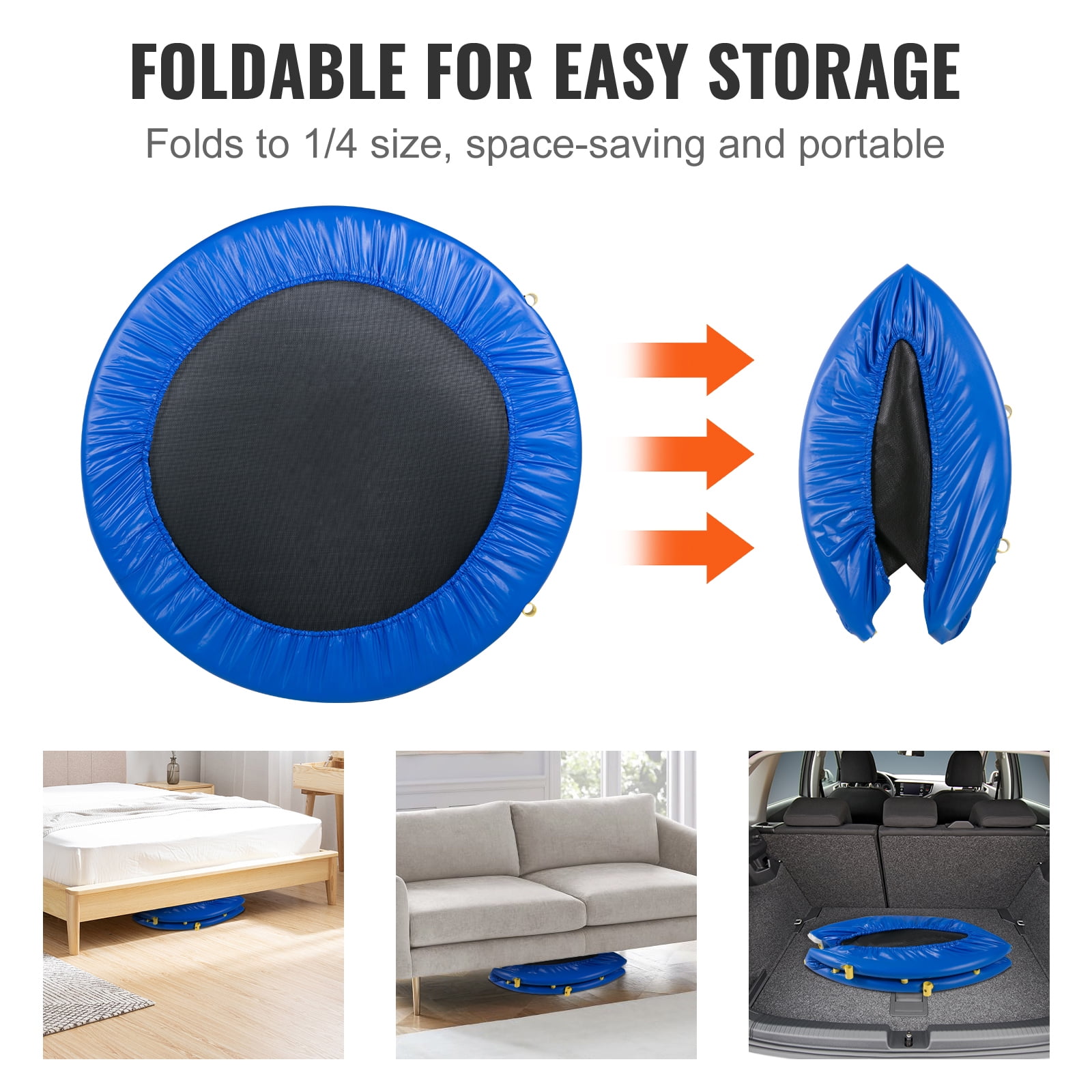 KFFKFF 36-inch Trampoline for Children, 3FT Indoor/Outdoor Toddler Trampoline, Collapsible Petite Trampoline with Cushioned Grip, Fun Trampoline Present for Kids Aged 3