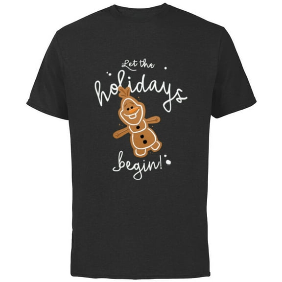 Disney Frozen Olaf Let The Holidays Begin - Short Sleeve Cotton T-Shirt for Adults - Customized-Black