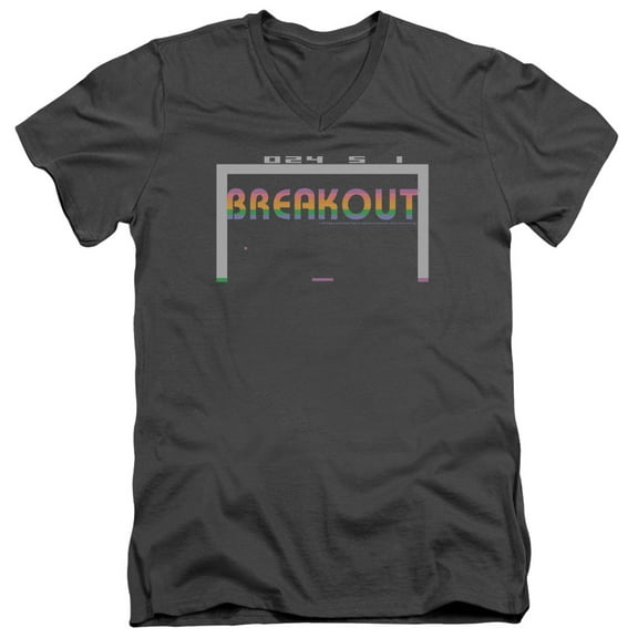 Atari Breakout 2600 S/S Adult V-Neck T-Shirt 30/1 T-Shirt Charcoal