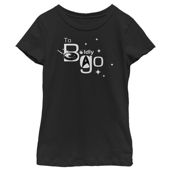 Girl's Star Trek: The Original Series To Boldly Go Shine  Graphic Tee Black Medium